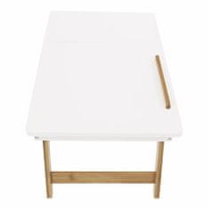 KONDELA Príručný stolík na notebook, držiak na tablet biela, prírodný bambus MELTEN