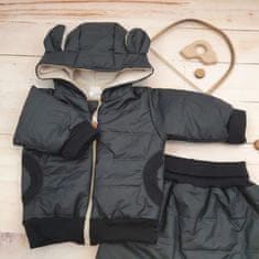 Stylová prošívaná bunda s kapucí + kalhoty - černá - 68-74 (6-9m)