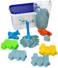Adam toys Kinetický písek - modrý - 2kg + formičky dopravní prostředky zdarma
