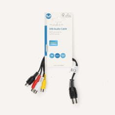 Nedis DIN audio kábel | DIN 5-kolíkový samec | 4x RCA, samica | Poniklované | 0,20 m | Okrúhle | PVC | Čierna | Označenie 