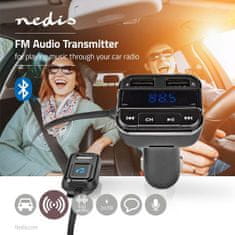 Nedis FM vysielač do auta | Pevné | Bezdrôtové hovory | 0,8" | LED obrazovka | Bluetooth | 5,0 V DC / 1,0 A / 5,0 V DC / 2,4 A | Asistent Google / Siri | Sivá / čierna 