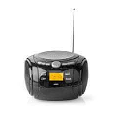 Nedis CD prehrávač Boombox | Prevádzka na batérie / napájací adaptér | Stereo | 9 W| Bluetooth | FM | USB prehrávanie | Rukoväť na prenášanie | čierna 