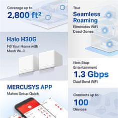 Mercusys Access point HALO dvojpásmový, 802.11a/b/g/n/ac, 2,4GHz, 5GHz, Wi-Fi Mesh, 2x LAN/WAN, 2ks