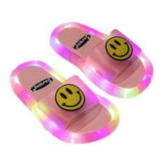 JOJOY® Zábavné detské papučky/šľapky s LED svetielkami a smajlíkom – ružová, 34/35 | HAPPYS