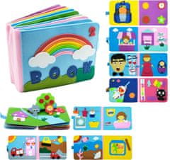 JOJOY® 3D interaktívna senzorická plstená kniha Montessori pre deti od 1 roka (20x20x8,5 cm, 12 strán) | FIRSTBOOK Druhá kapitola