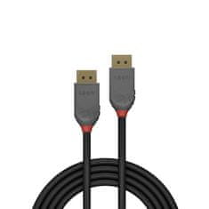 Lindy Kábel DisplayPort M/M 0.5m, 8K@60Hz, DP v1.4, 32.4Gbit/s, čierny, pozl.konektor, Anthra Line