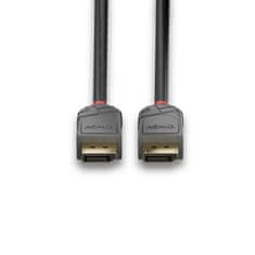 Lindy Kábel DisplayPort M/M 10m, 4K@60Hz, DP v1.2, 21.6Gbit/s, čierny, pozl.konektor, Anthra Line