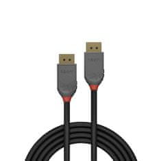 Lindy Kábel DisplayPort M/M 15m, 2K@60Hz, DP v1.1, 10.8Gbit/s, čierny, pozl. konekt, Anthra Line