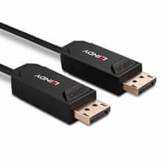Lindy Kábel DisplayPort M/M 20m, 8K@60Hz, DP v2.0, 40Gbit/s, UHBR10, čierny, jednosmerný, aktívny, optický