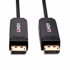 Lindy Kábel DisplayPort M/M 20m, 8K@60Hz, DP v2.0, 40Gbit/s, UHBR10, čierny, jednosmerný, aktívny, optický