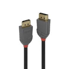 Lindy Kábel DisplayPort M/M 10m, 4K@60Hz, DP v1.2, 21.6Gbit/s, čierny, pozl.konektor, Anthra Line