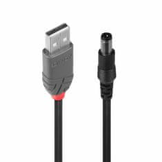 Lindy Kábel USB napájací 1.5m na 2.5mm vnútorný / 5.5mm vonkajší jack, čierny