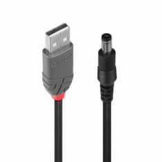 Lindy Kábel USB napájací 1.5m na 2.1mm vnútorný / 5.5mm vonkajší jack, čierny