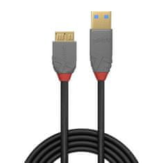 Lindy Kábel USB 3.2 Gen 1, A-MICRO-B(3.0) M/M 2m, 5Gbps, čierny, Anthra Line, pozl. kon.