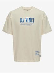 ONLY&SONS Krémové pánske oversize tričko ONLY & SONS Vinci XL