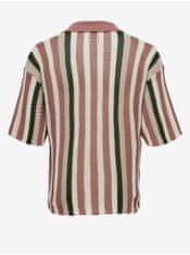ONLY&SONS Staroružová pánska pruhovaná úpletová košeľa ONLY & SONS Eliot XXL