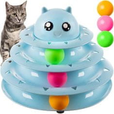 Purlov Interaktívna veža s loptičkami pre mačky, modrá, plast, 24x24x19 cm