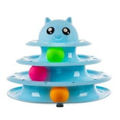 Purlov Interaktívna veža s loptičkami pre mačky, modrá, plast, 24x24x19 cm