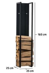 BHM Germany Stojan na drevo Gnister, 160 cm, matná čierna
