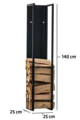 BHM Germany Stojan na drevo Gnister, 140 cm, matná čierna