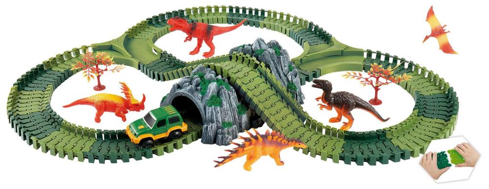 Alltoys Variabilná dráha s dinosaurami a tunelom 144 dielov