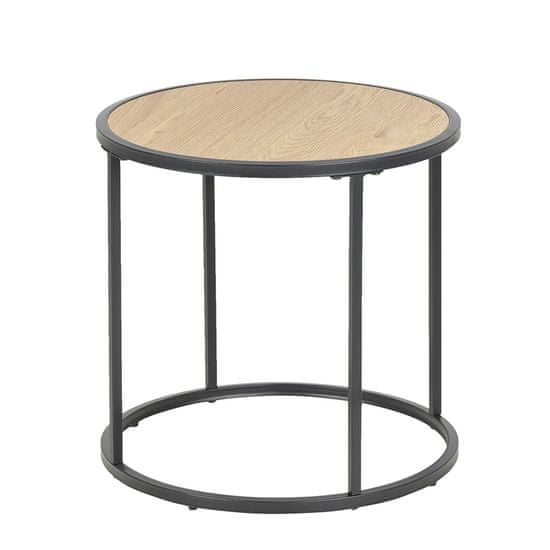 Design Scandinavia Nočný stolík okrúhly Seashell, 45 cm, dub