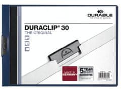 Durable Dosky DURACLIP A4/30 na šírku v tmavej modrej farbe. 