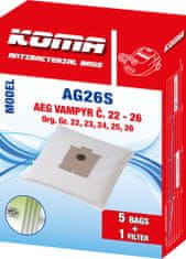 KOMA AG26S - Vrecká do vysávača AEG Vampyr č.22 - 26 textilné, 5ks