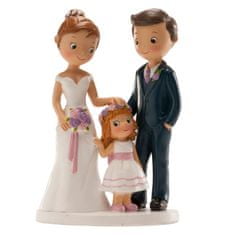 Dekora Svadobná figúrka na tortu 16 cm manželia s dievčatkom