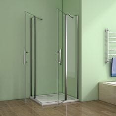H K Sprchovací kút MELODY A2 100 cm s dvoma jednokrídlovými dverami s pevnou stenou vrátane sprchovej vaničky z liateho mramoru