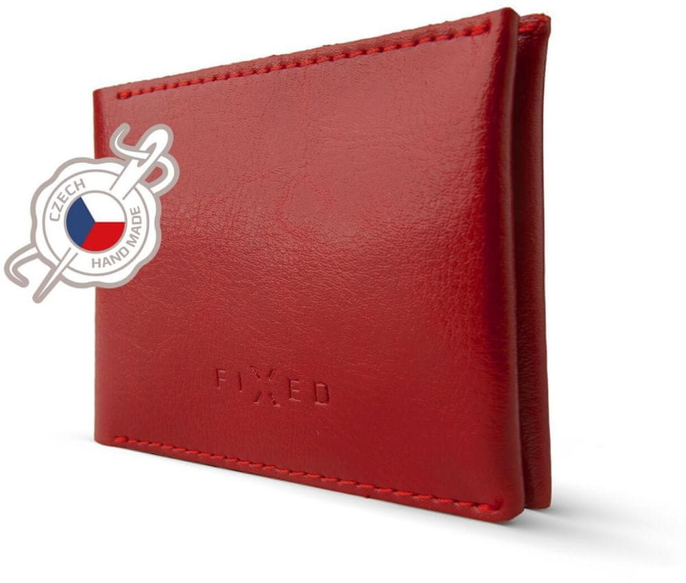 FIXED Kožená peňaženka Smile Wallet so smart trackerom Smile s motion senzorom, červená