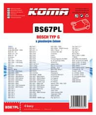 KOMA BS67PL - Vrecká do vysávača Bosch Typ G textilné s plastovým čelem, 4ks