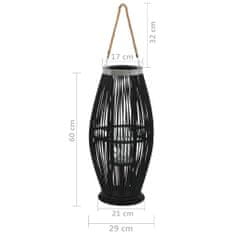 Greatstore Závesný svietnik čierny 60 cm bambusový