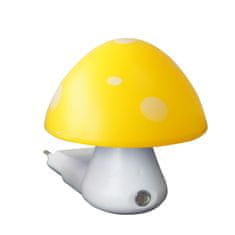 ACA Lightning LED detská nočná lampička do zásuvky Muchotrávka žltá 0,4W/230V/6400K, súmrakový senzor