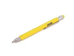 Troika Multifunkčné guličkové pero "Construction", žltá, s pravítkom, vodováhou a stylusom