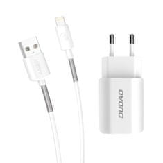 DUDAO A2EU Home Travel nabíjačka 2x USB 2.4A + USB C kábel, biela