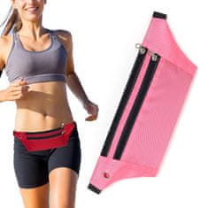 MG Ultimate Running Belt bežecký opasok s otvorom pre slúchadlá, ružový