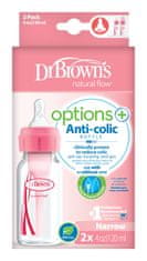 Dr.Brown´s Fľaša antikolik Options + úzka 2 x 120 ml plast ružová