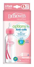 Dr.Brown´s Fľaša antikolik Options + úzka 2 x 250 ml plast ružová