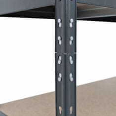 Majster Regál Bezskrutkový kovový regál RIVET, 180x120x45 cm, 4x HDF polica, antracitová sivá