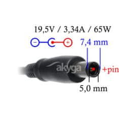 Akyga AK-ND-05 napájací adaptér pre notebooky Dell - 19.5V/3.34A 65W 7.4x5.0mm + pin