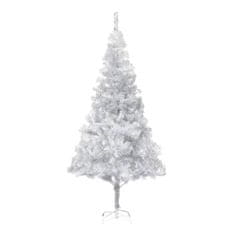 Vidaxl Umelý vianočný stromček s LED a podstavcom strieborný 210 cm
