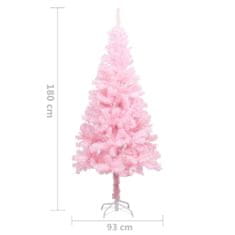 Vidaxl Umelý vianočný stromček s LED a podstavcom ružový 180 cm PVC