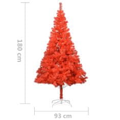 Vidaxl Umelý vianočný stromček s LED a podstavcom červený 180 cm PVC