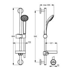 Ideal Standard Ideal Standard Idealrain - Sprchová súprava S1 s 1-funkčnou ručnou sprchou, 600 mm tyč, chróm B9501AA