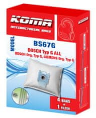 KOMA BS67G - Sada 12ks vreciek do vysávača Bosch Typ G ALL, textilný s plastovým čelom