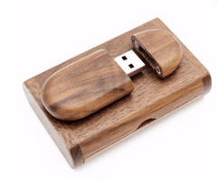 CTRL+C Sada: drevený USB ovál v boxe, orech, 16 GB, USB 3.0 / 3.1