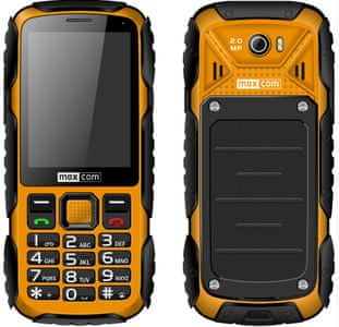 outdoor mobilný telefón tlačidlový maxcom mm920 1400mAh batéria IP67 odolnosť slot pre karty do 32 gb 2mpx zadný fotoaparát veľké tlačidlá