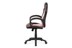Autronic Kancelárska stolička, červená-čierna-biela ekokoža+MESH, hojdacia mach, kríž plast čer KA-V505 RED