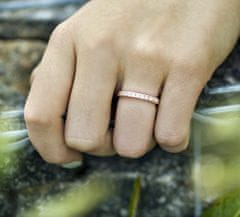 Beneto Ružovo pozlátený strieborný prsteň s kryštálmi AGG188 (Obvod 50 mm)